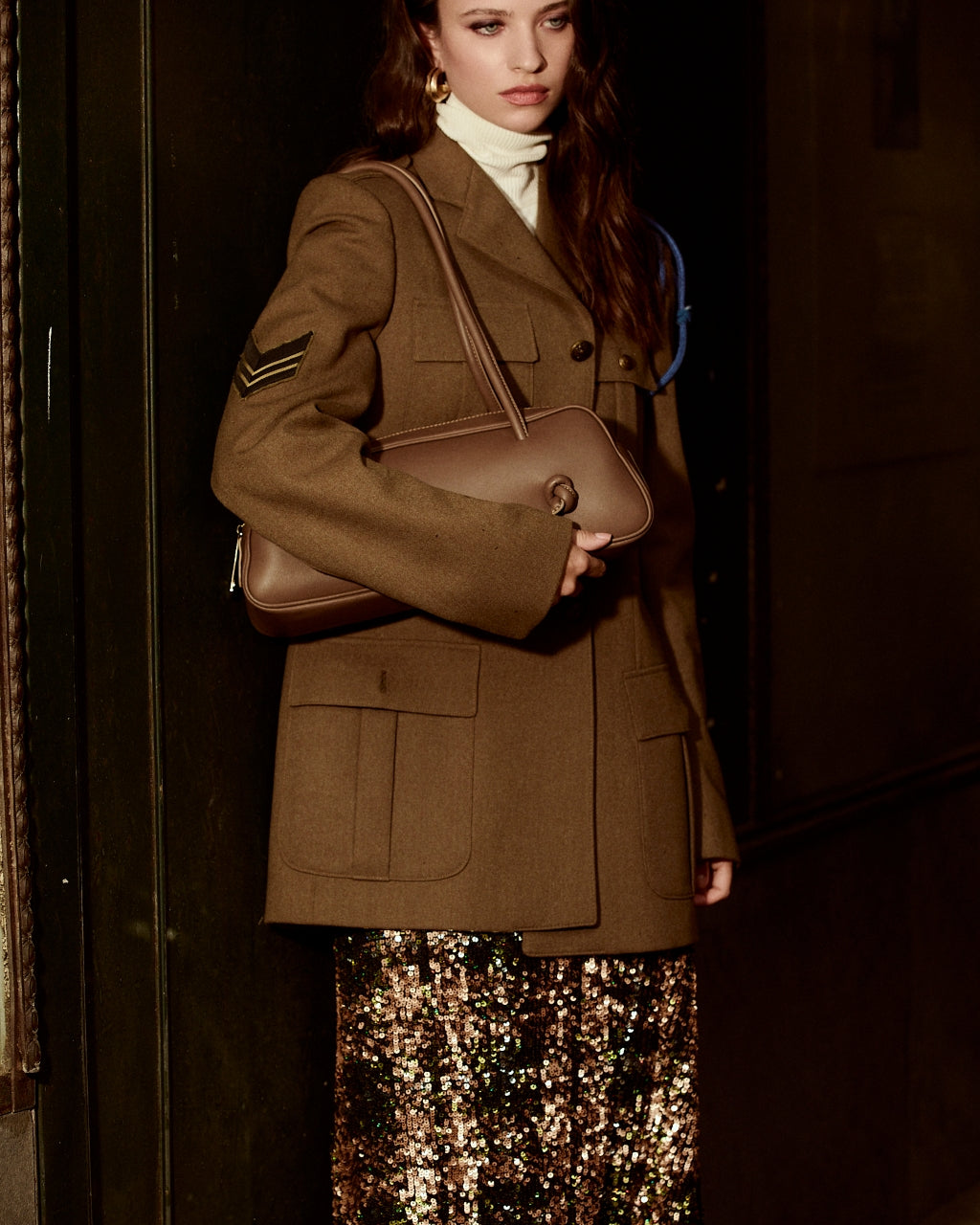 Grace woven elongated bag in braided calfskin