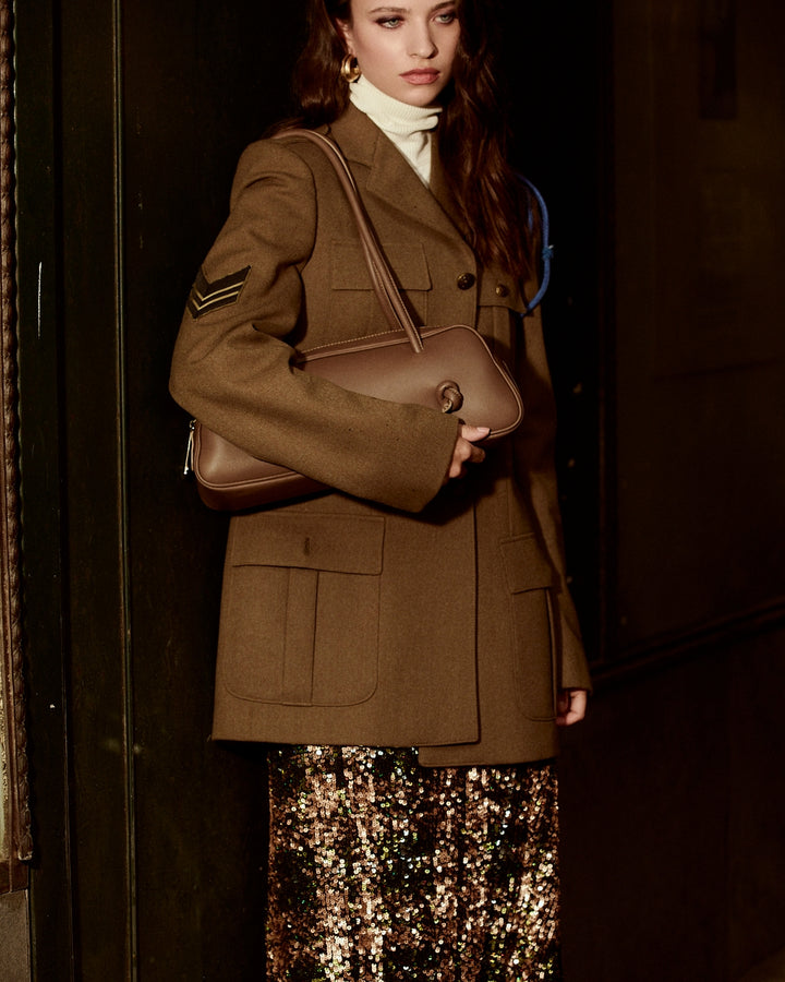 Grace woven elongated bag in braided calfskin