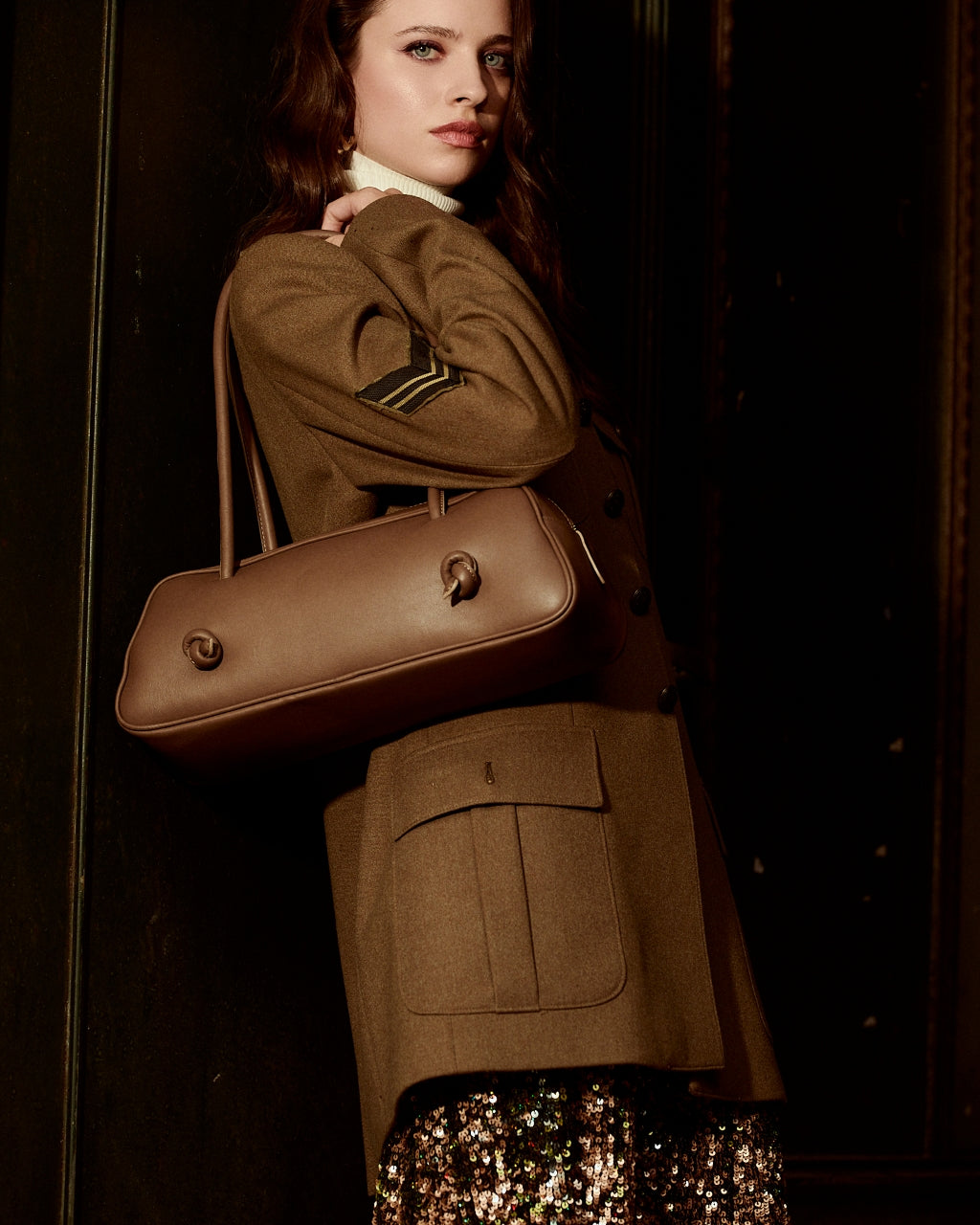 Grace woven elongated bag in braided calfskin