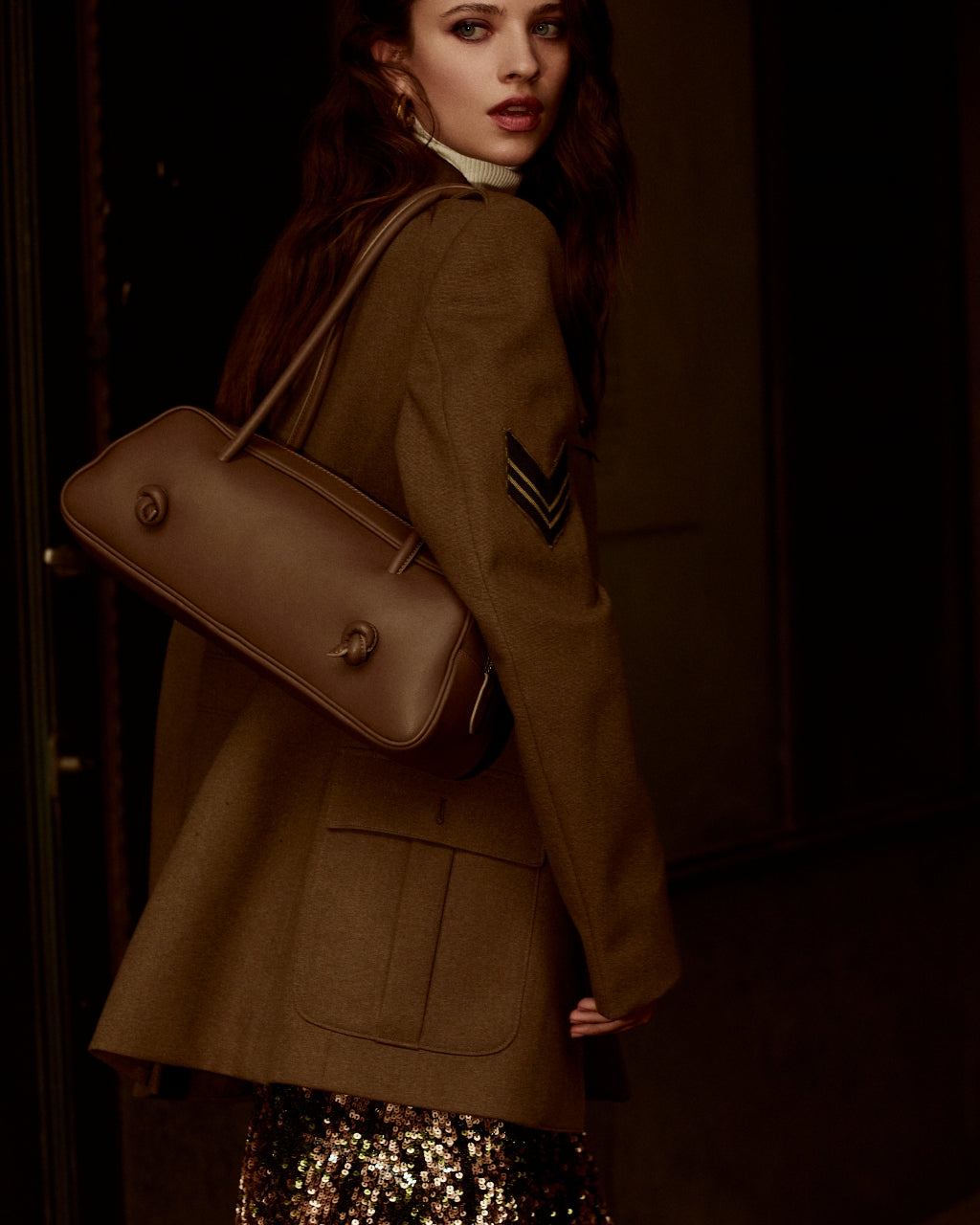 Grace woven elongated bag in braided calfskin
