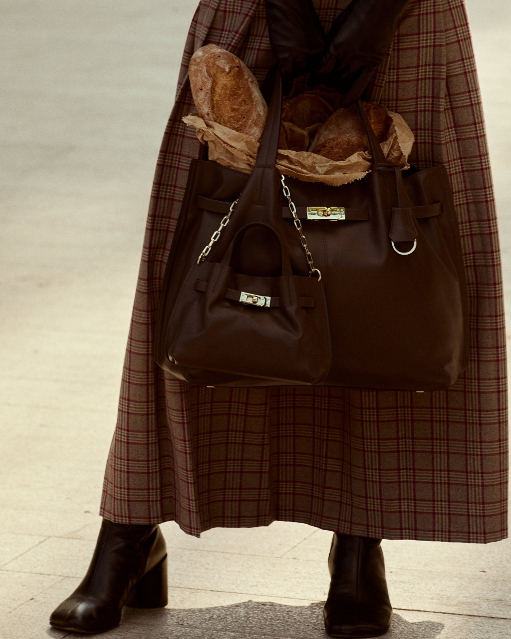 Grace woven elongated bag in braided calfskin