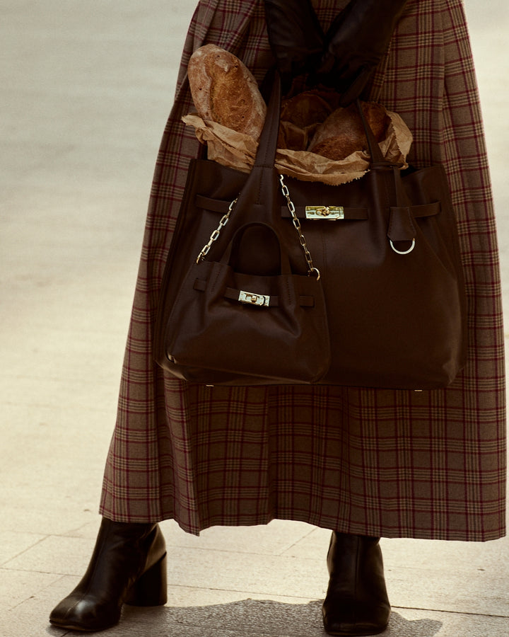 Grace woven elongated bag in braided calfskin