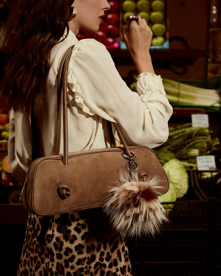 Grace suede borsa allungata in pelle di vitello scamosciata