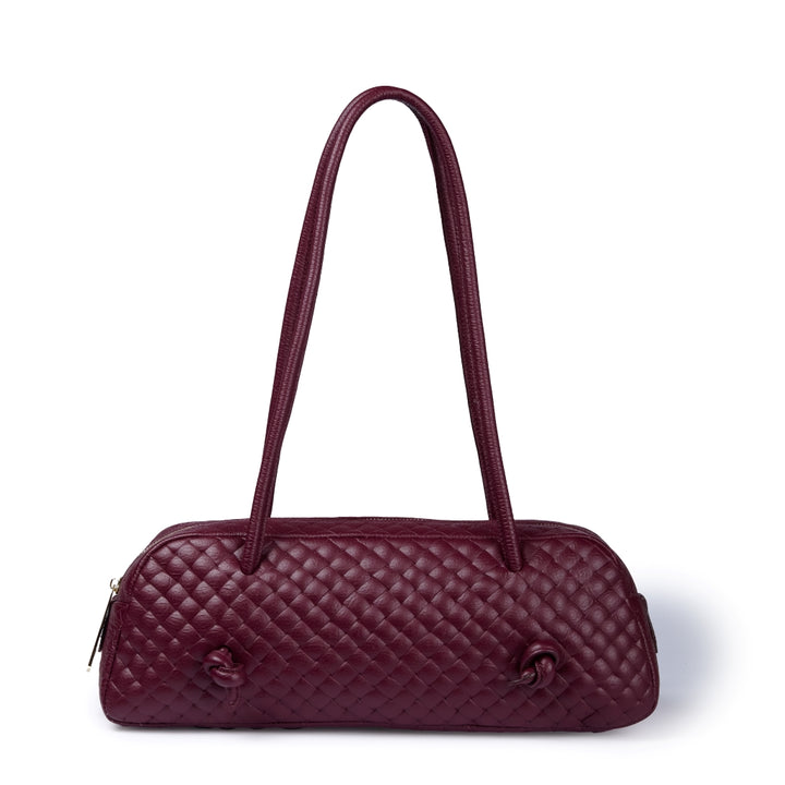 Grace woven borsa allungata in pelle di vitello stampa intreccio