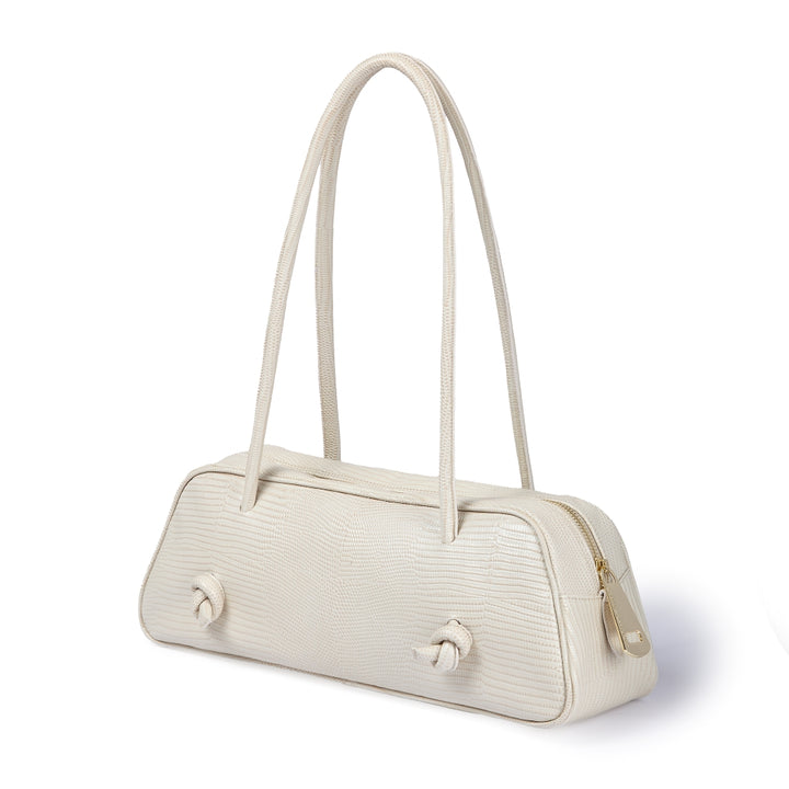 Grace Tejus – Elongated bag in glossy lizard-print calfskin