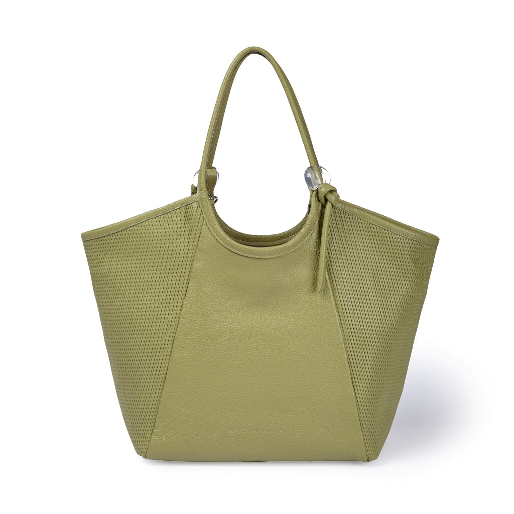 Gaia Shopper borsa in pelle martellata e microforata con manici regolabili e tramezza interna