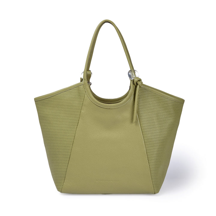 Gaia Shopper borsa in pelle martellata e microforata con manici regolabili e tramezza interna