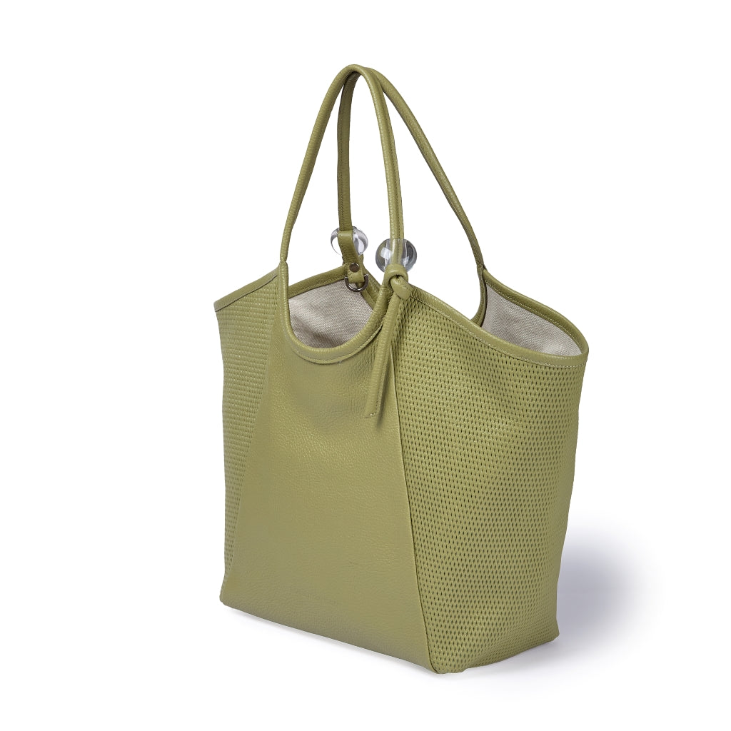 Gaia Shopper borsa in pelle martellata e microforata con manici regolabili e tramezza interna