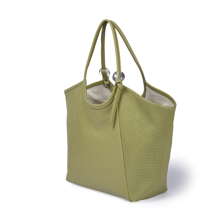 Gaia Shopper borsa in pelle martellata e microforata con manici regolabili e tramezza interna