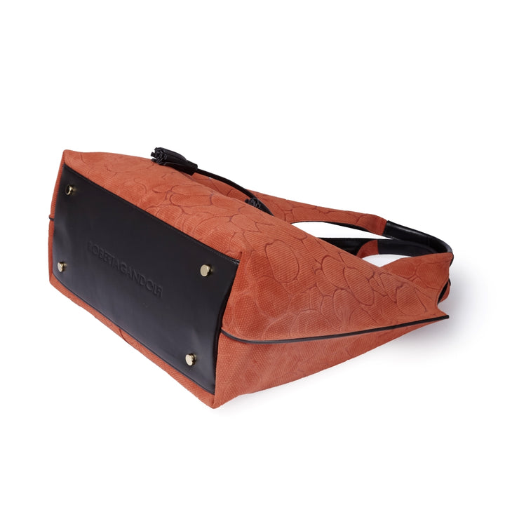 Viola Suede Shopping in pelle scamosciata con stampa floreale