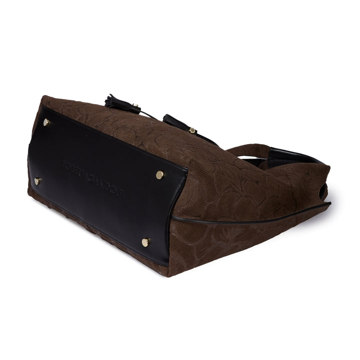 Viola Suede Shopping in pelle scamosciata con stampa floreale