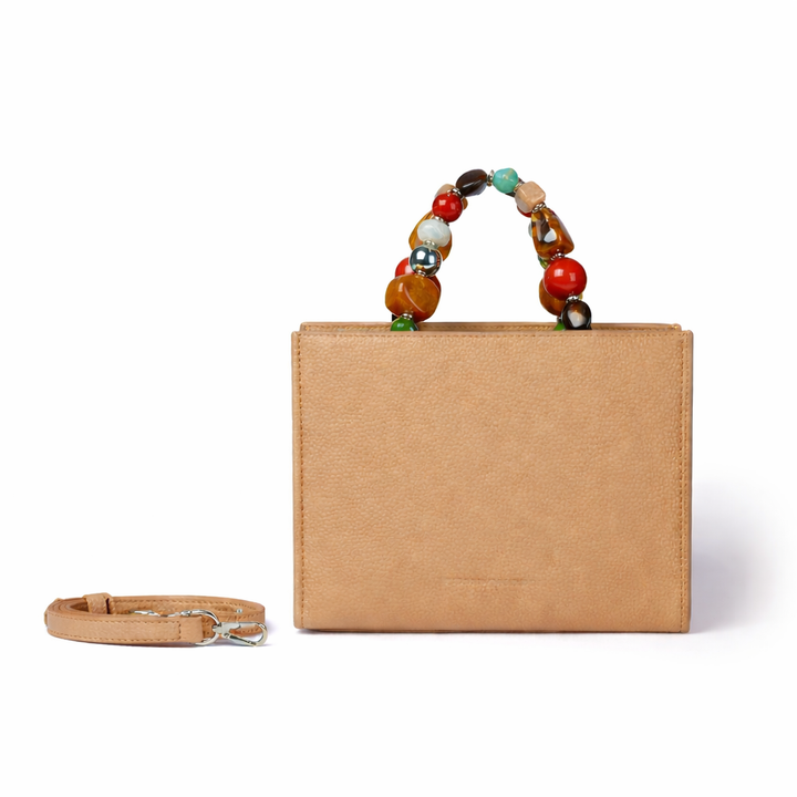 Vittoria handbag  borsa a mano in pelle martellata con manico gioiello e tracolla regolabile