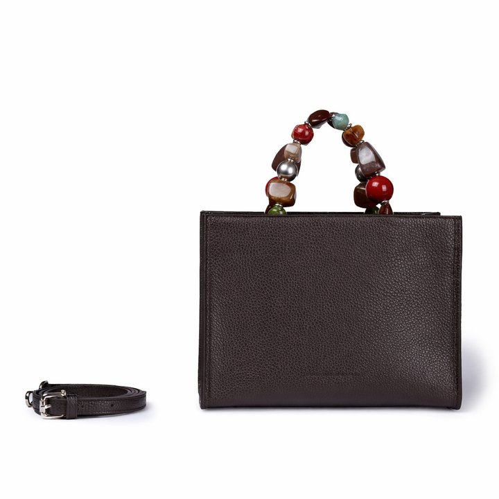 Vittoria handbag  borsa a mano in pelle martellata con manico gioiello e tracolla regolabile