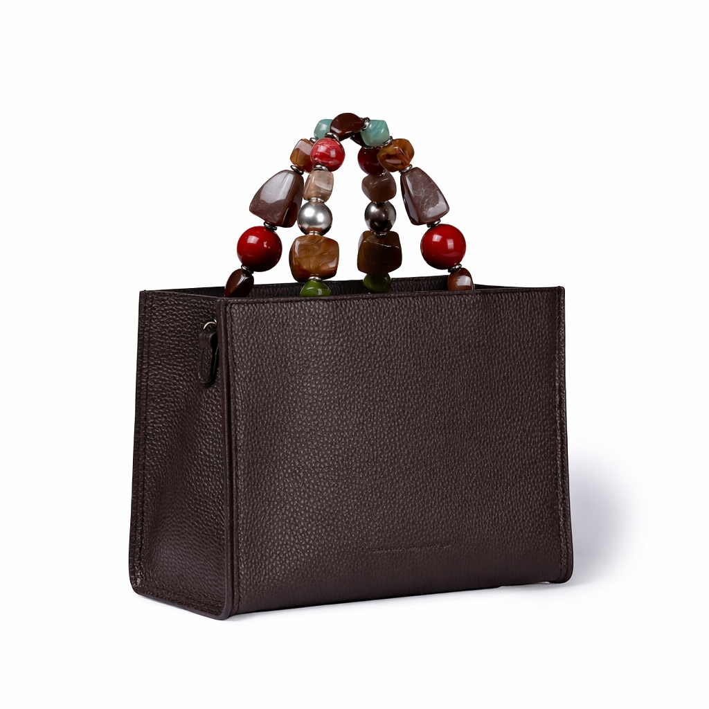 Vittoria handbag  borsa a mano in pelle martellata con manico gioiello e tracolla regolabile