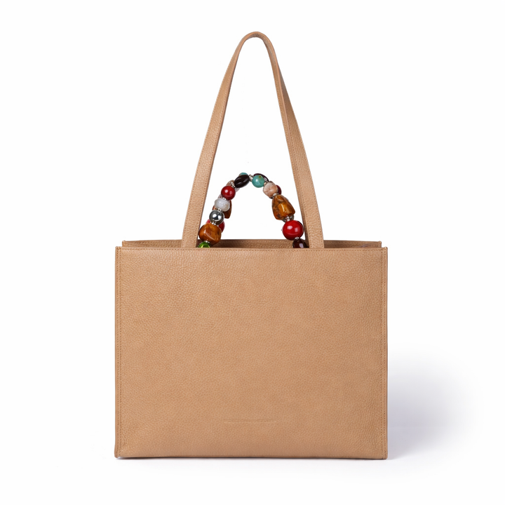 Vittoria Tote  borsa a mano in pelle martellata con manico gioiello