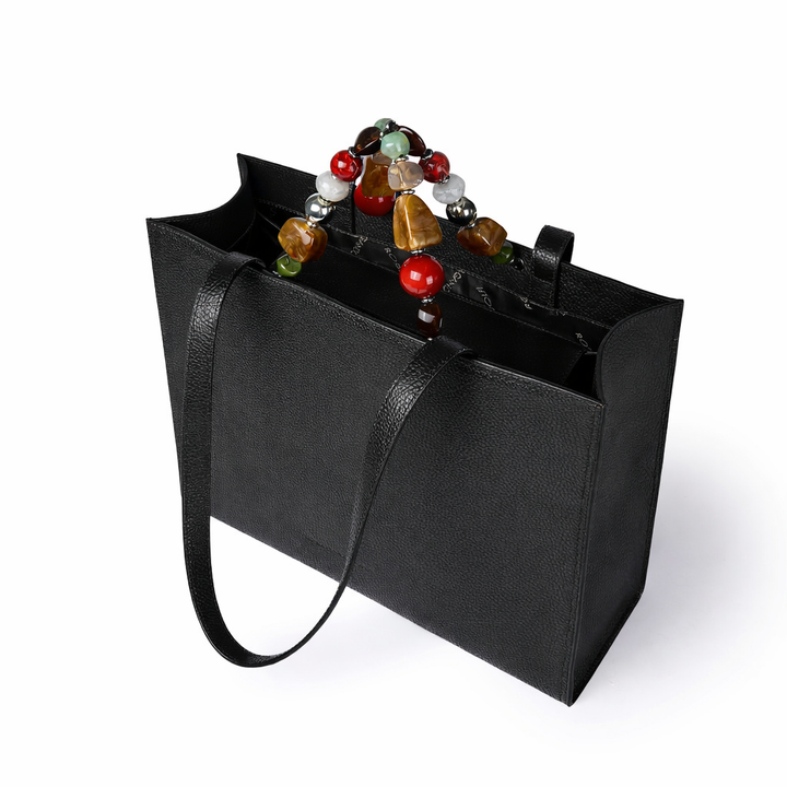 Vittoria Tote  borsa a mano in pelle martellata con manico gioiello