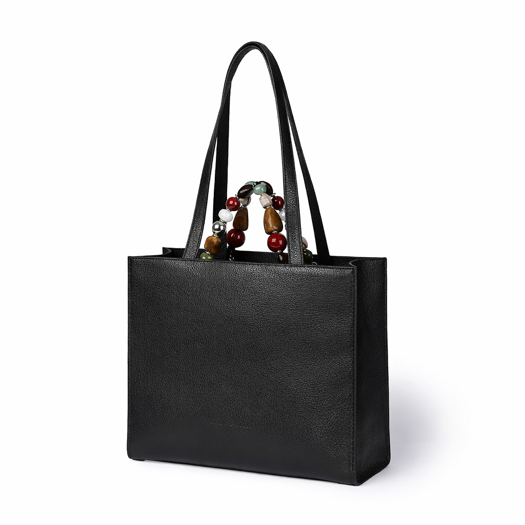 Vittoria Tote  borsa a mano in pelle martellata con manico gioiello