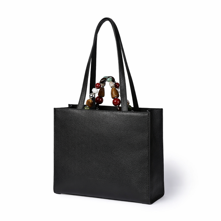 Vittoria Tote  borsa a mano in pelle martellata con manico gioiello