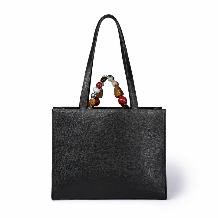 Vittoria Tote  borsa a mano in pelle martellata con manico gioiello