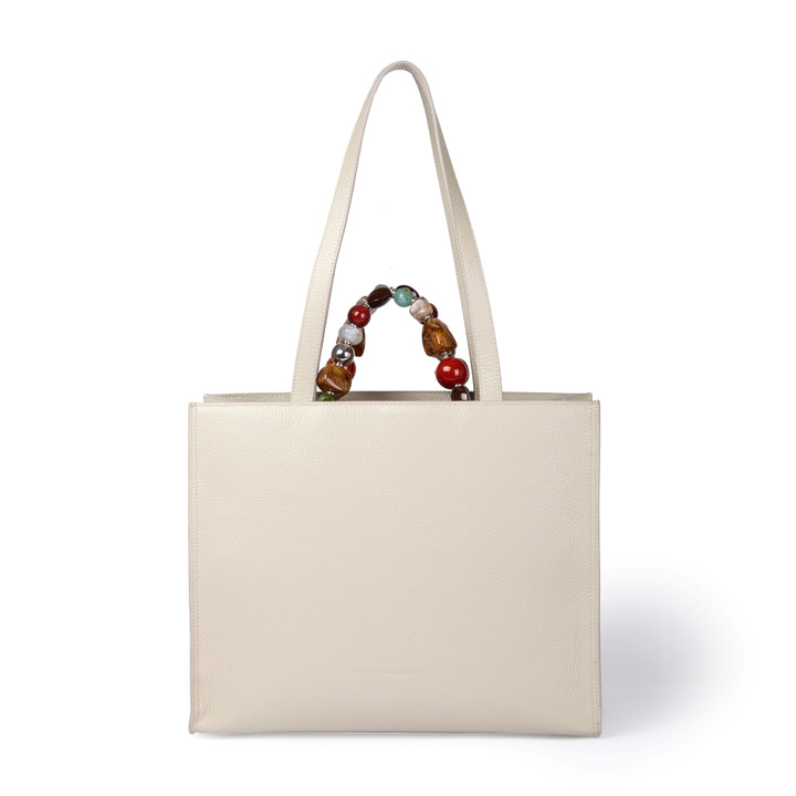 Vittoria Tote  borsa a mano in pelle martellata con manico gioiello