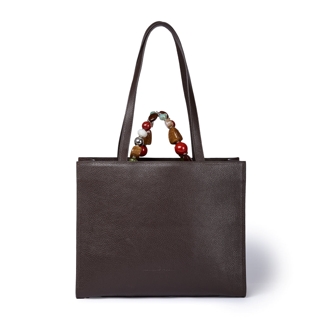 Vittoria Tote  borsa a mano in pelle martellata con manico gioiello