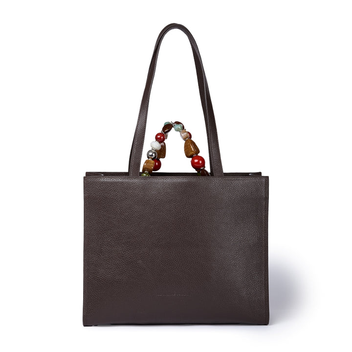 Vittoria Tote  borsa a mano in pelle martellata con manico gioiello