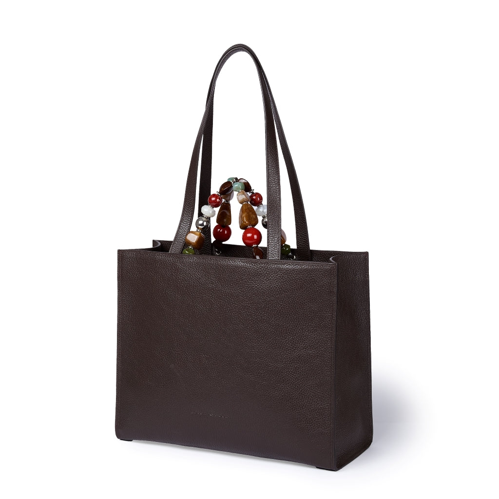 Vittoria Tote  borsa a mano in pelle martellata con manico gioiello