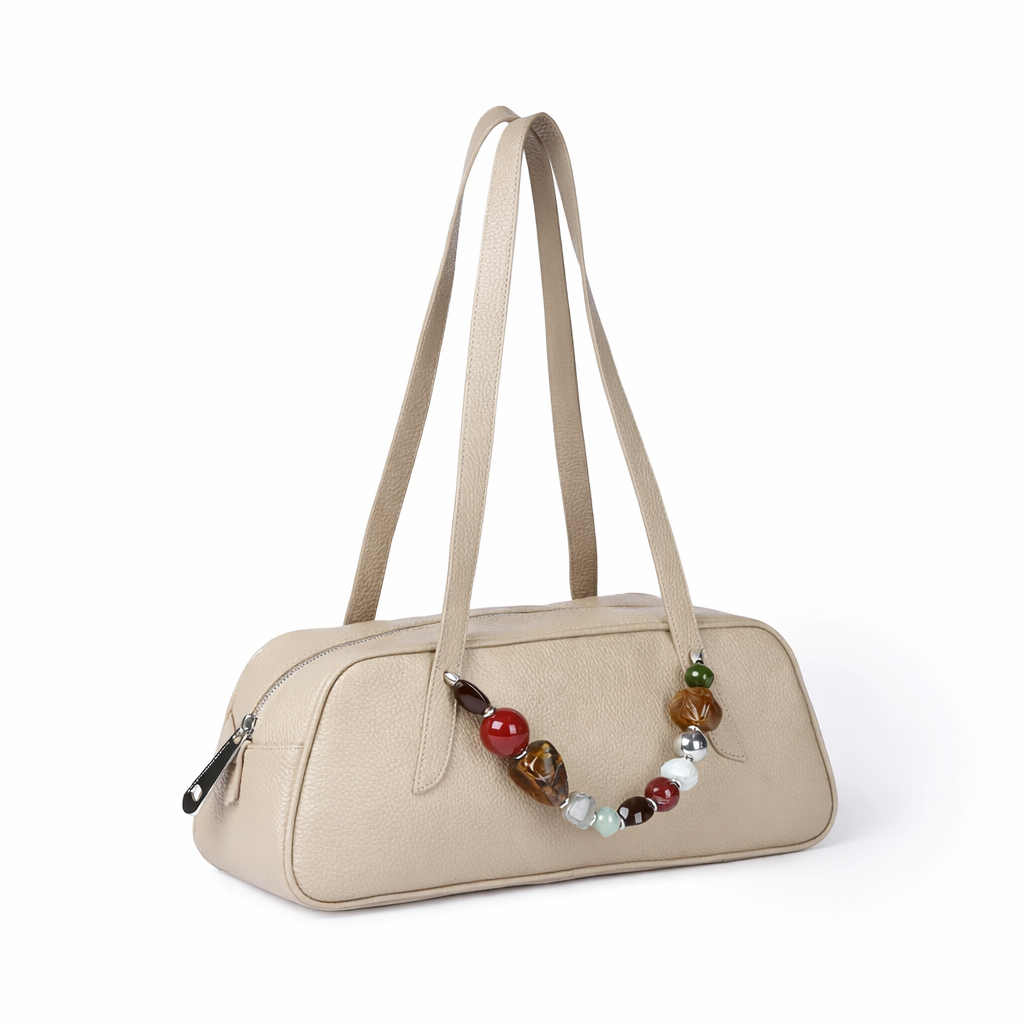 Grace Boule borsa allungata in vitello martellato con manico gioiello