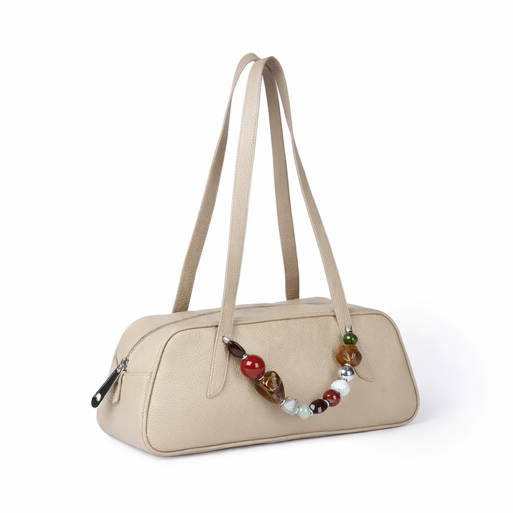 Grace Boule borsa allungata in vitello martellato con manico gioiello