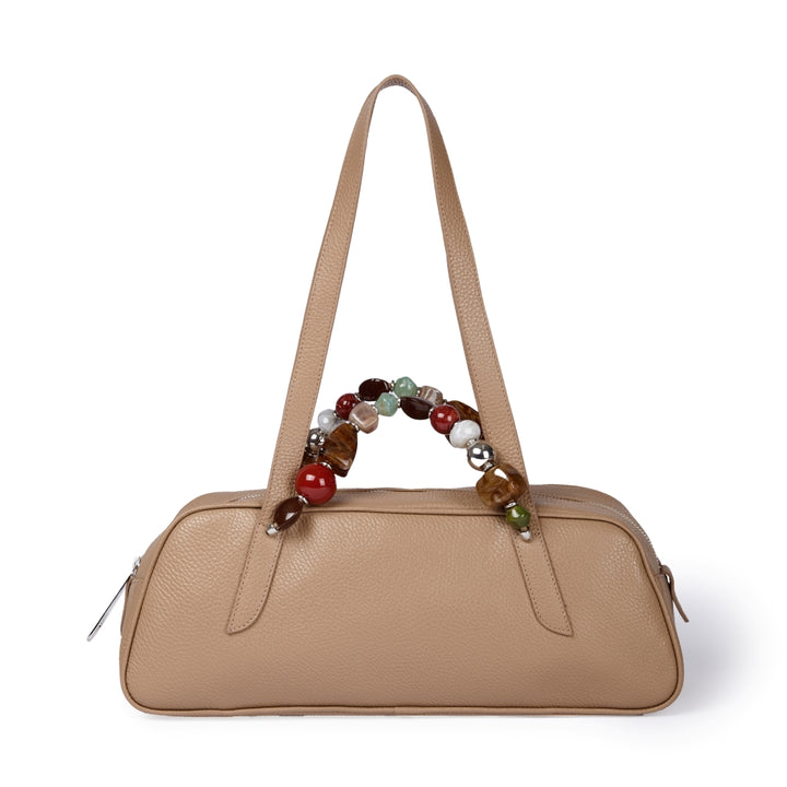 Grace Boule borsa allungata in vitello martellato con manico gioiello