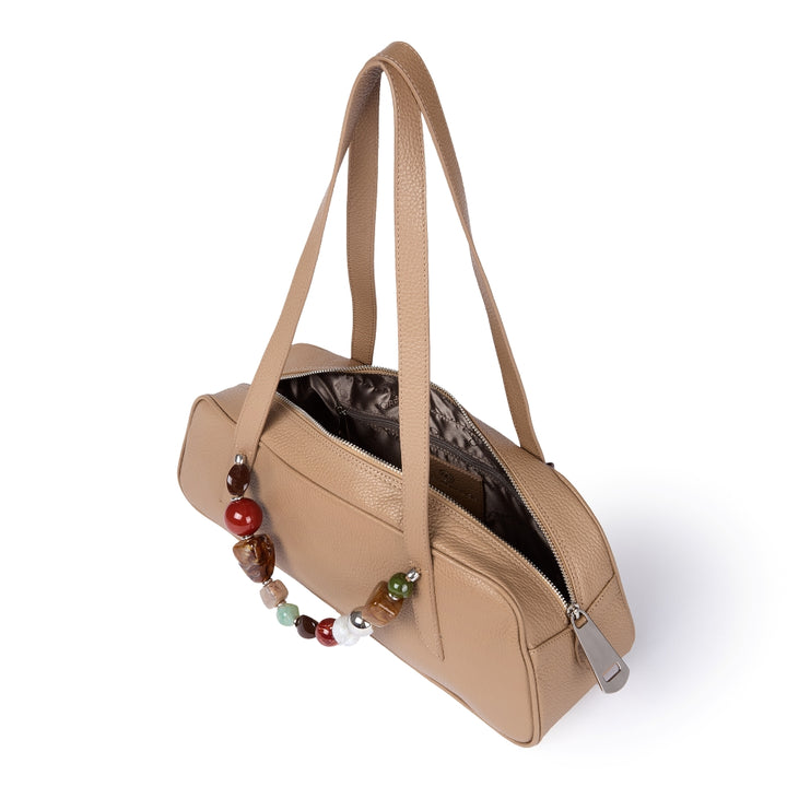 Grace Boule borsa allungata in vitello martellato con manico gioiello