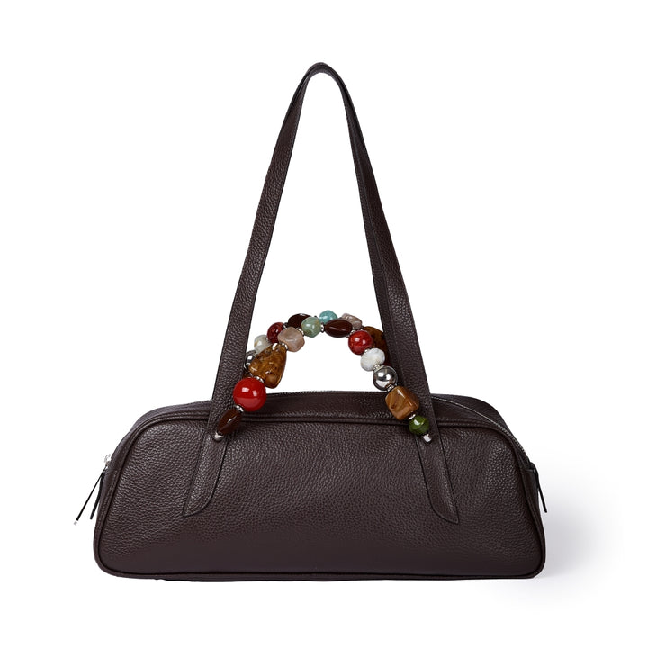 Grace Boule – Elongated Bag in Grained Calf Leather with Jewel Handle