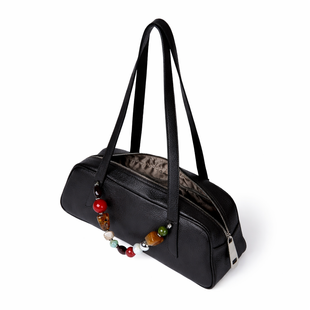 Grace Boule borsa allungata in vitello martellato con manico gioiello