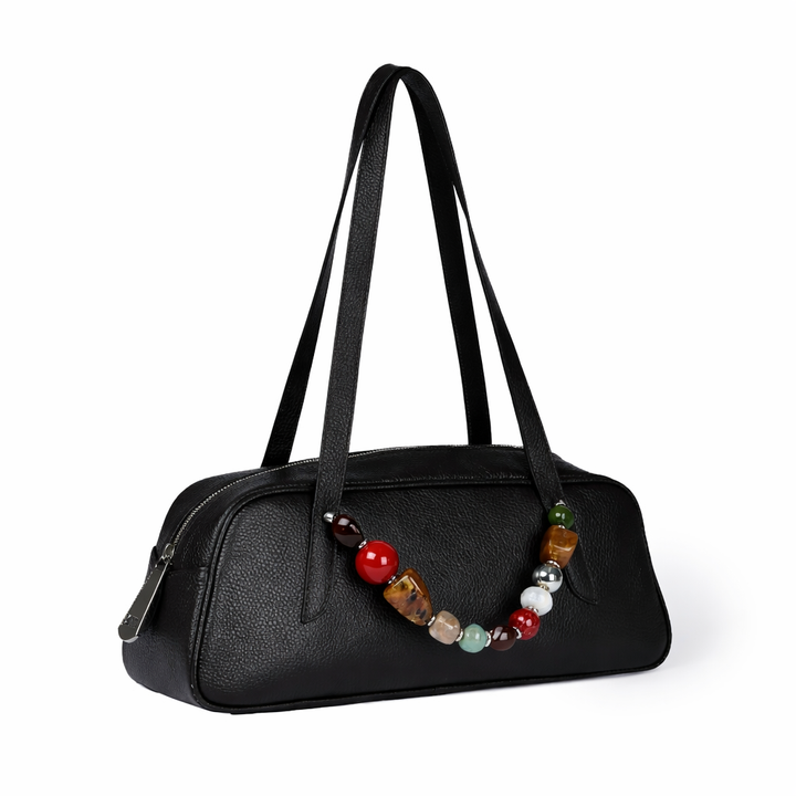 Grace Boule borsa allungata in vitello martellato con manico gioiello