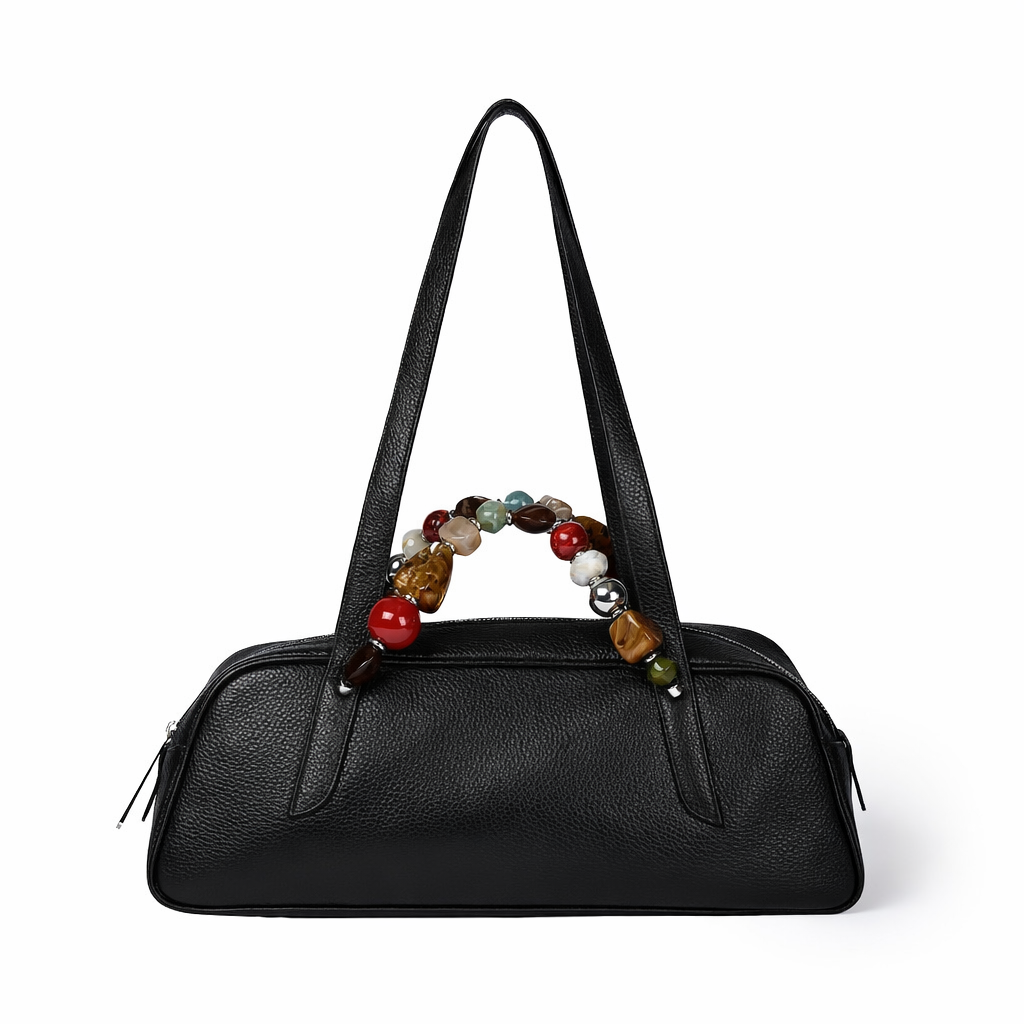 Grace Boule borsa allungata in vitello martellato con manico gioiello