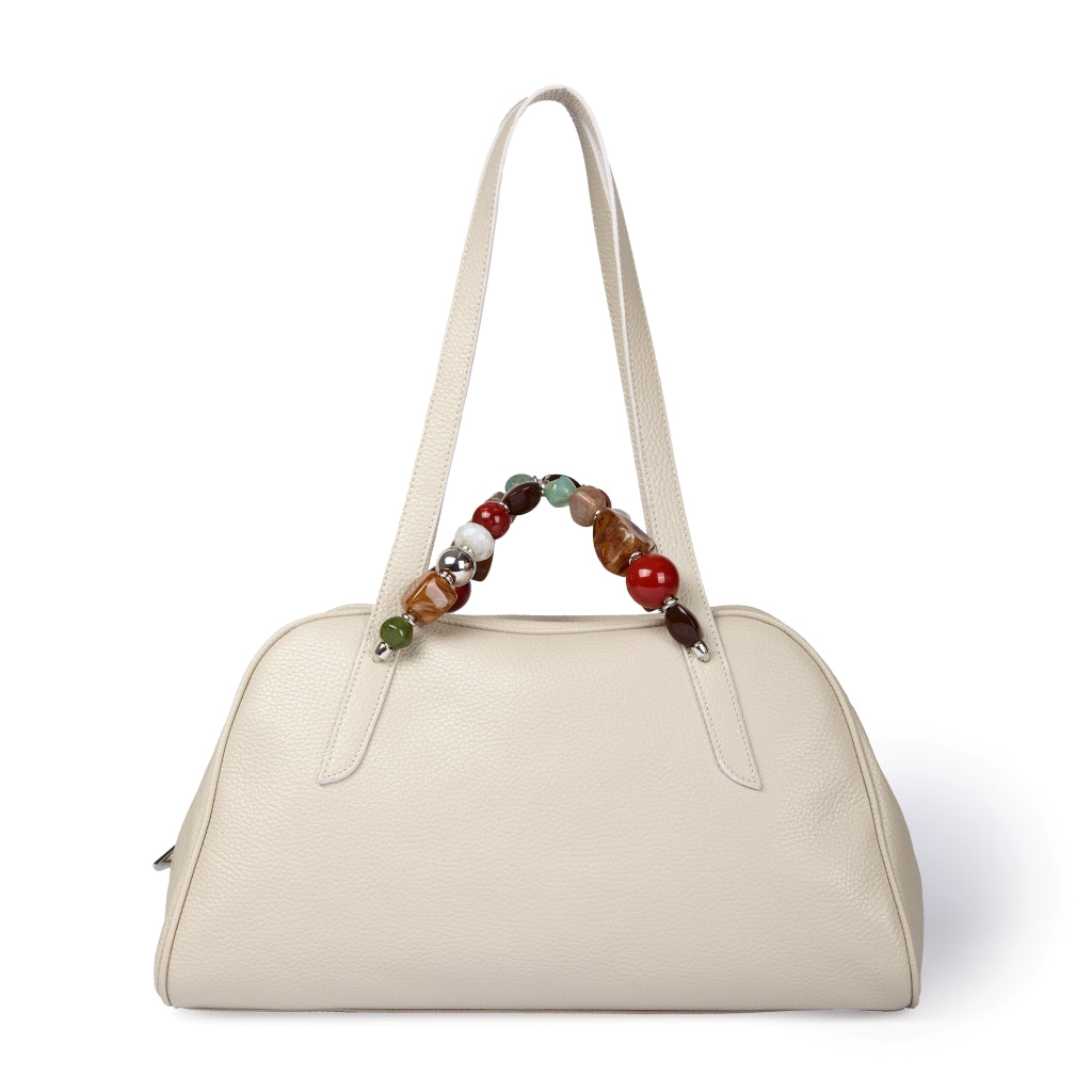 Alina Boule Bowling in pelle martellata con manici gioiello