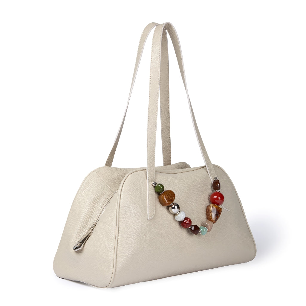 Alina Boule Bowling in pelle martellata con manici gioiello