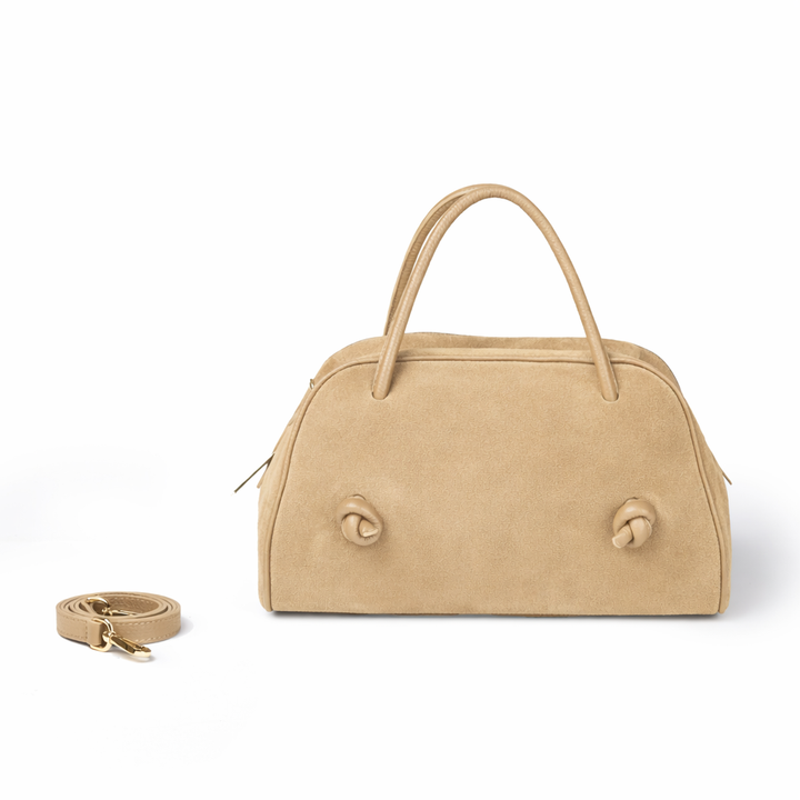 Alina Suede handbag in calfskin with adjustable and detachable shoulder strap