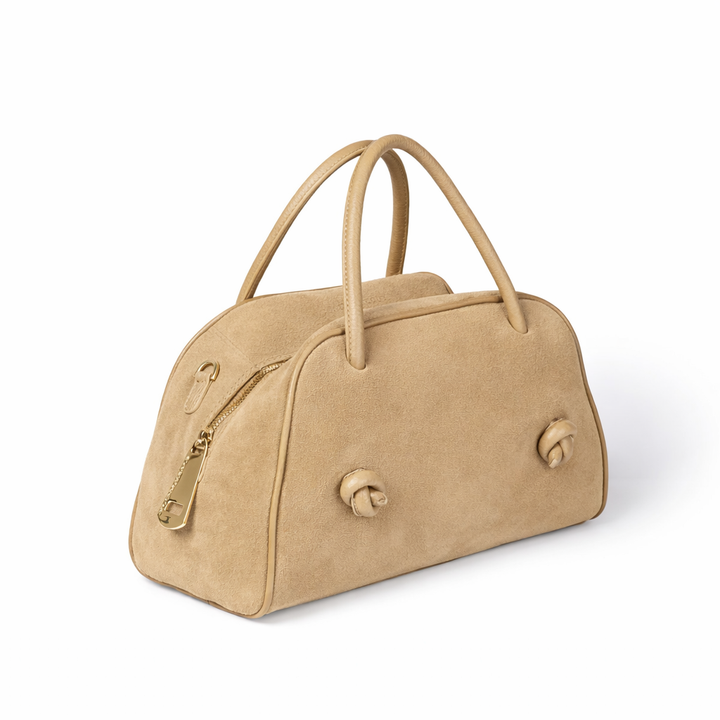 Alina Suede handbag in calfskin with adjustable and detachable shoulder strap