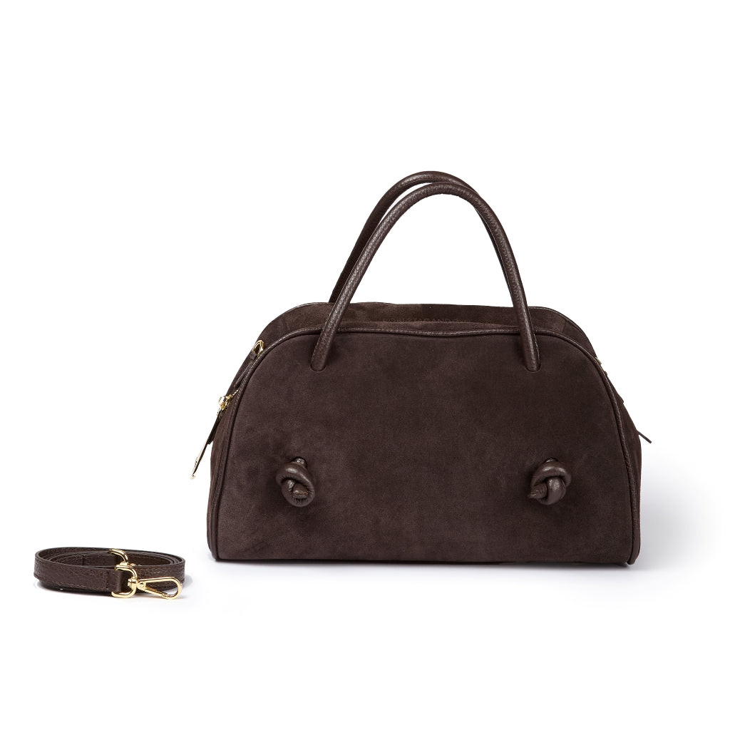 Alina Suede handbag in pelle di vitello con tracolla regolabile e staccabile