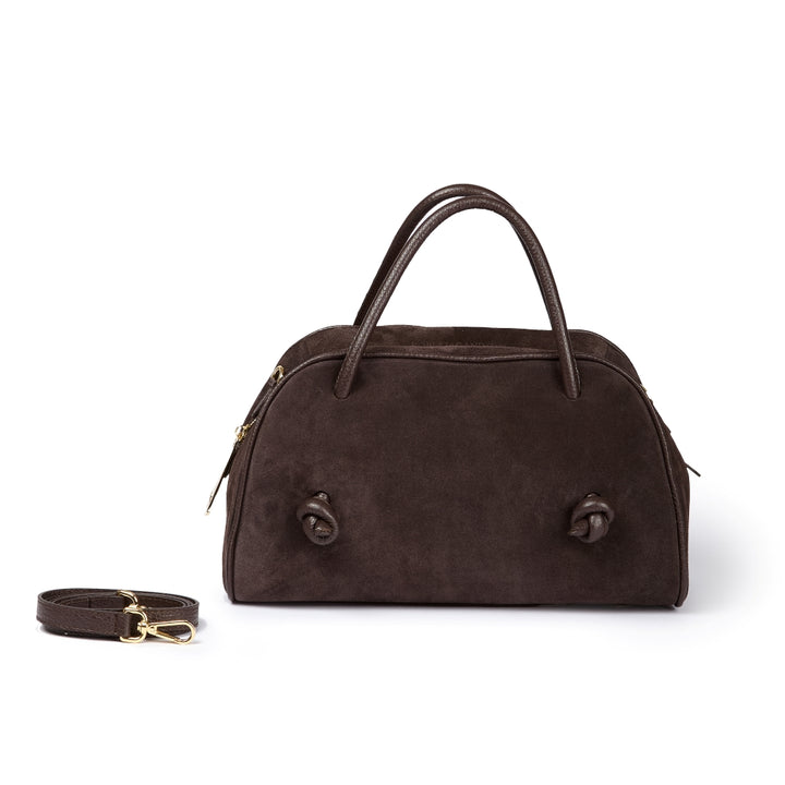 Alina Suede handbag in pelle di vitello con tracolla regolabile e staccabile