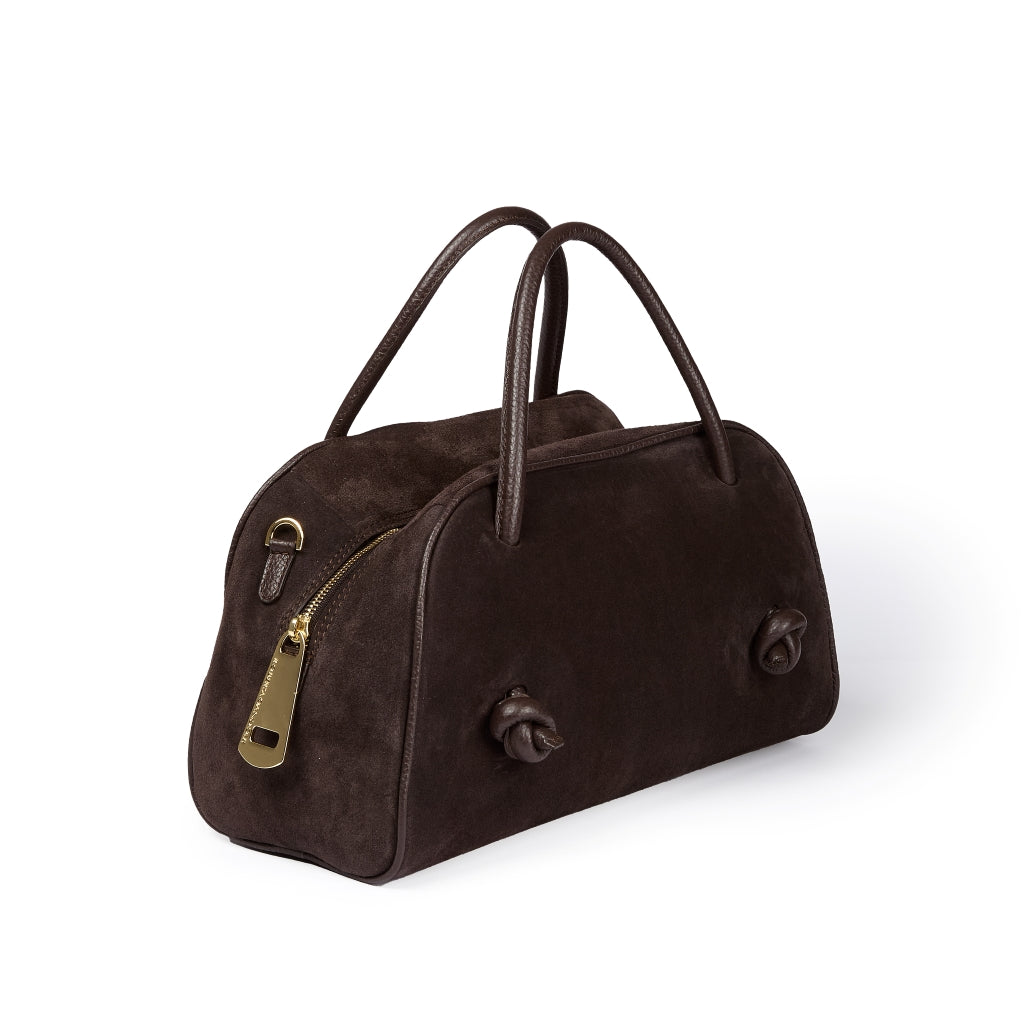 Alina Suede handbag in pelle di vitello con tracolla regolabile e staccabile