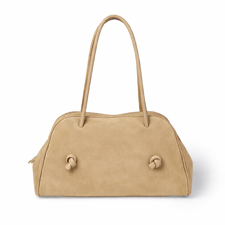 Alina Suede Bowling Bag in suede with adjustable handles