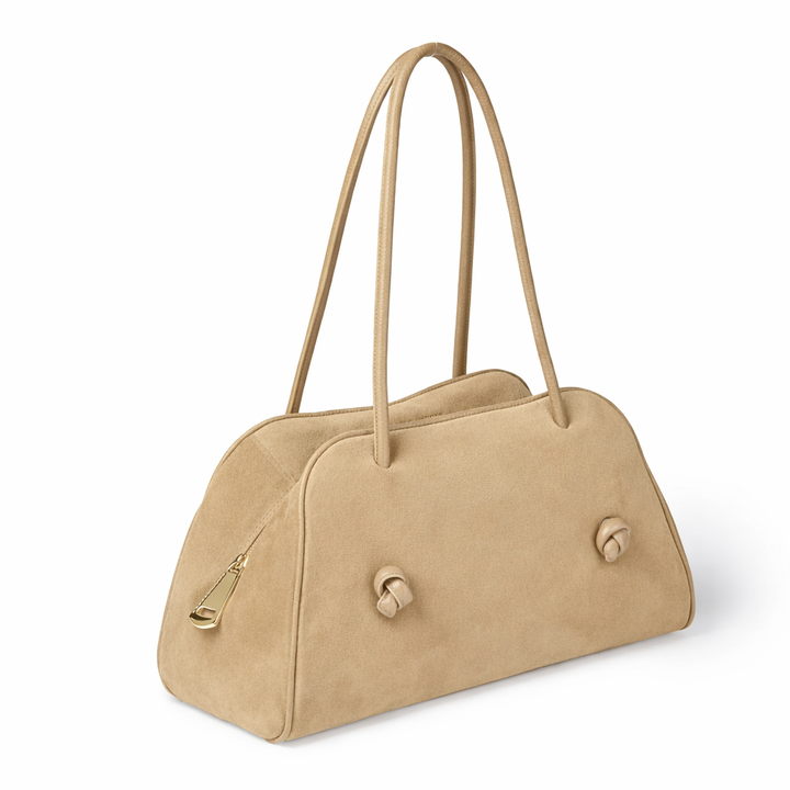 Alina Suede Bowling Bag in suede with adjustable handles