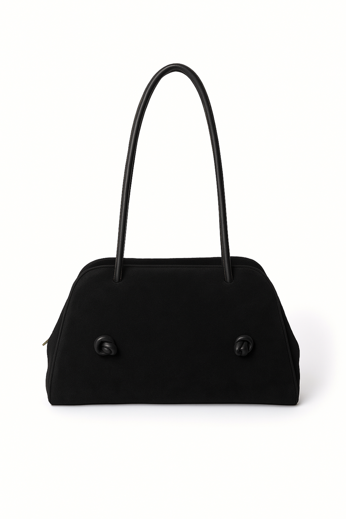 Alina Suede Bowling Bag in suede with adjustable handles – Roberta
