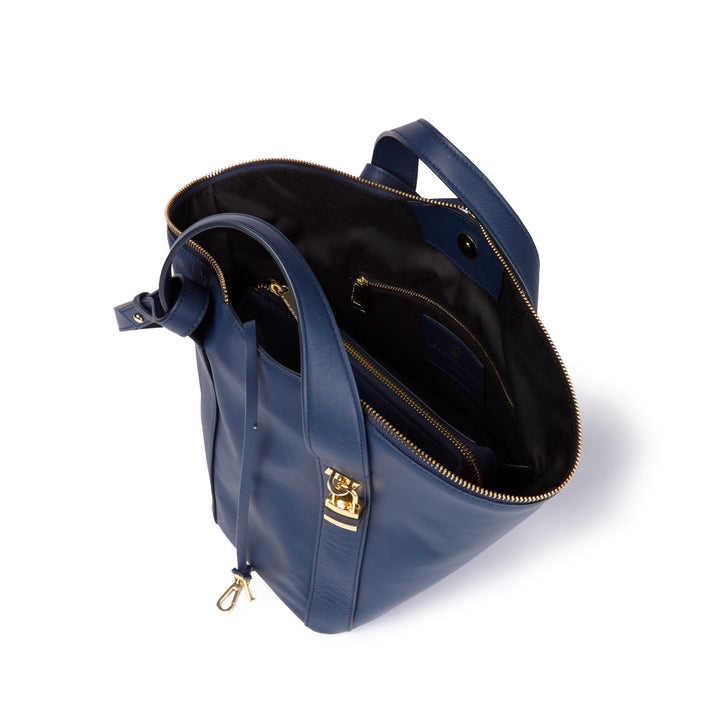 Amina small leather handbag with wrapped tubular handle and detachable shoulder strap