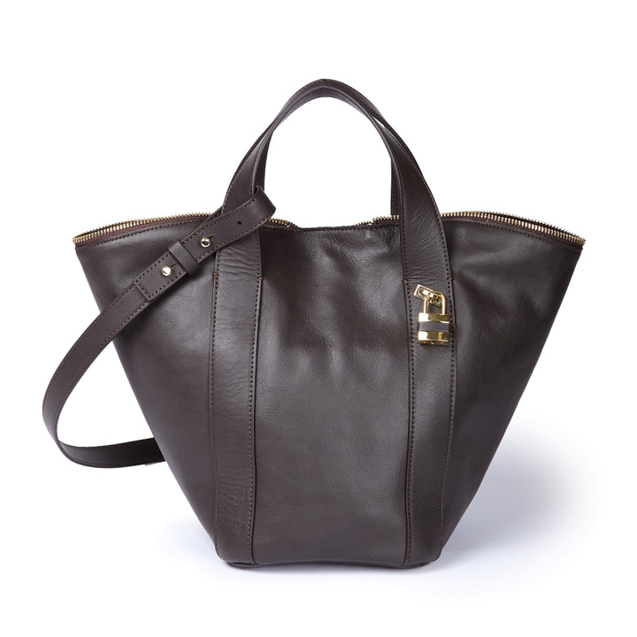 Amina small leather handbag with wrapped tubular handle and detachable shoulder strap