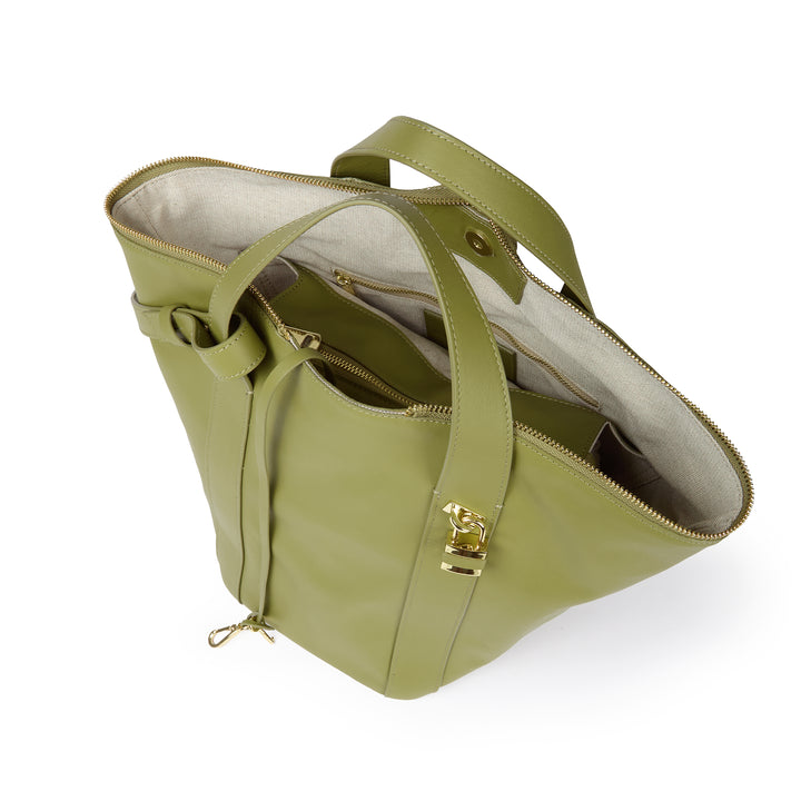 Amina small leather handbag with wrapped tubular handle and detachable shoulder strap