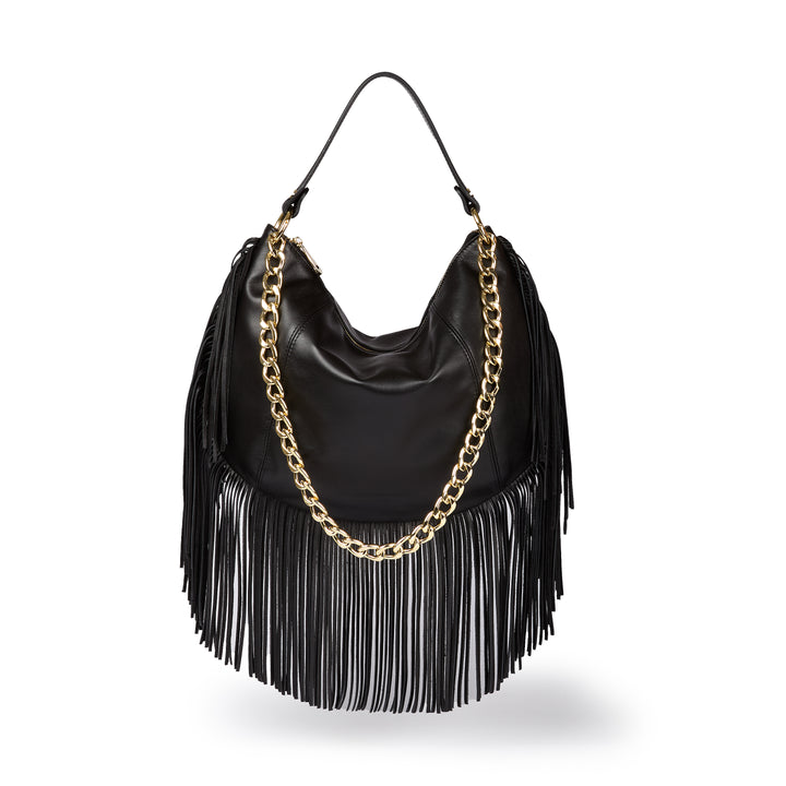 Amina small leather handbag with wrapped tubular handle and detachable shoulder strap