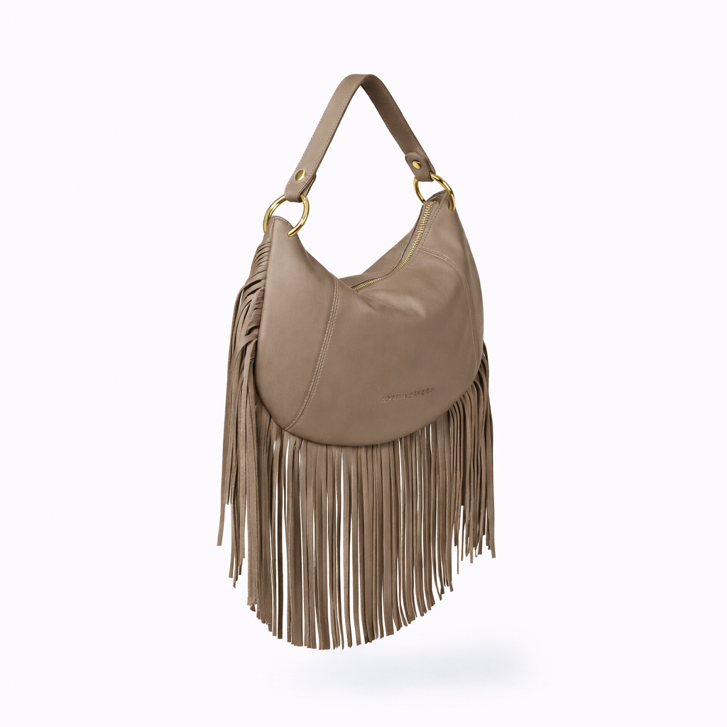 Kate small – Hobo bag in pelle con frange lunghe e catena dorata removibile